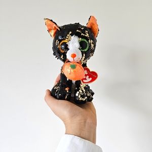 TY Jinx Cat Flippables Halloween Plush 2019 Sequin Beanie Boo 6” NWT
